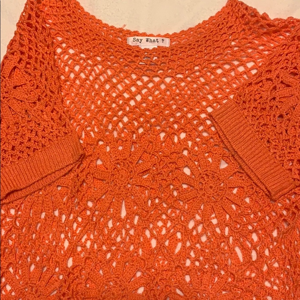 Crocheted floral sweater